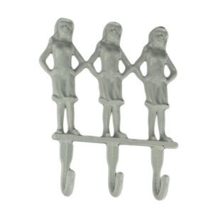 White Cast Iron 3 Standing Women Wall Hook Rack